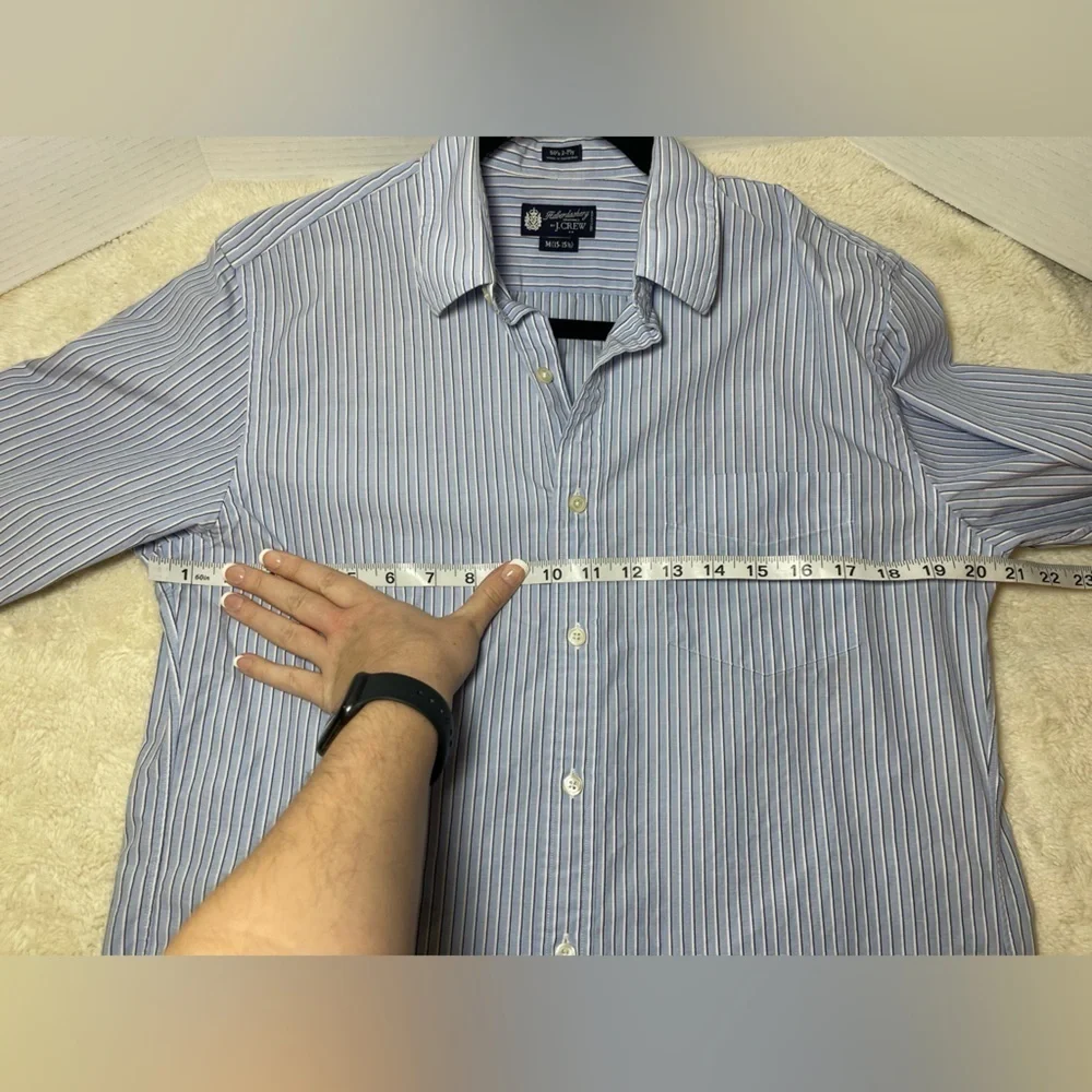 J.Crew Haberdashery Blue Pinstripe Button Down Shirt Mens Medium 15 15.5